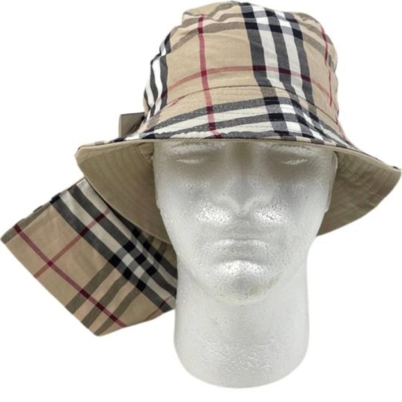Reversible Cream Burberry Cotton Bucket Hat